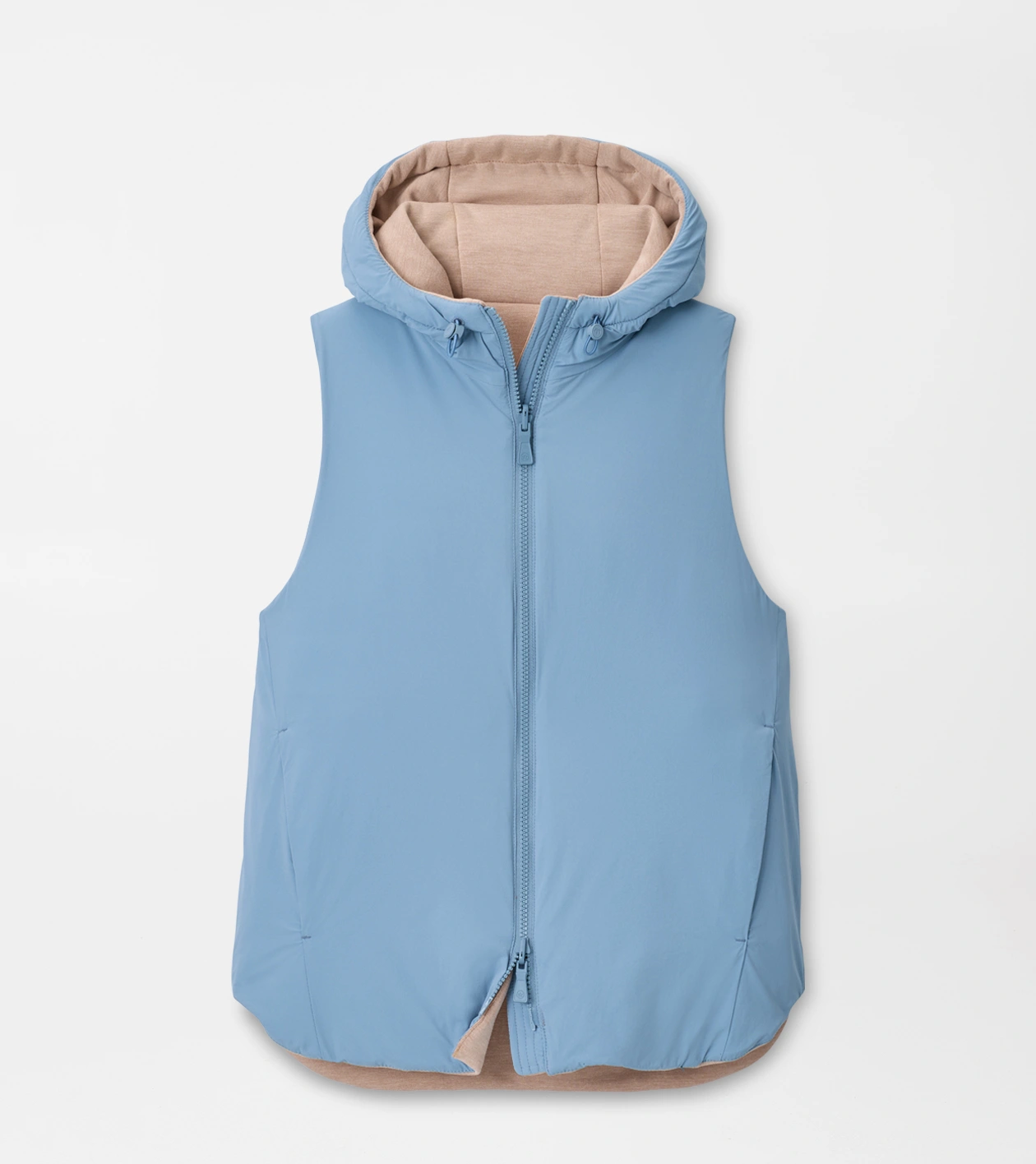 Flora Reversible Vest With Hood in CAMEL/RAINWATER - Alternate Image 1