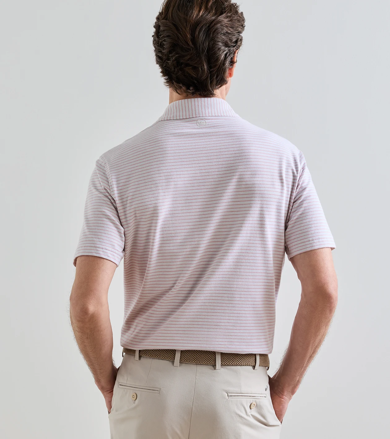 Albatross Stripe Cotton-Blend Piqu&eacute; Polo in GREY MIST - Alternate Image 2