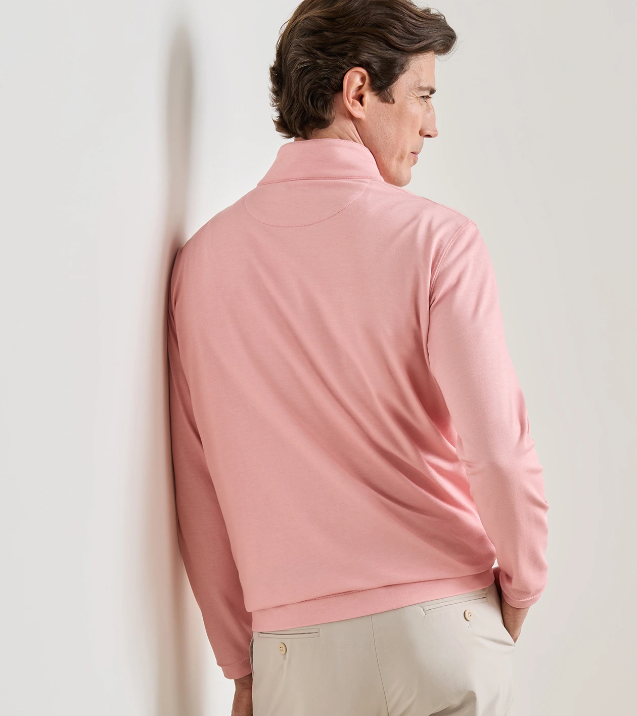 Albatross Cotton-Blend Piqu&eacute; Quarter-Zip in MELROSE PINK - Alternate Image 2