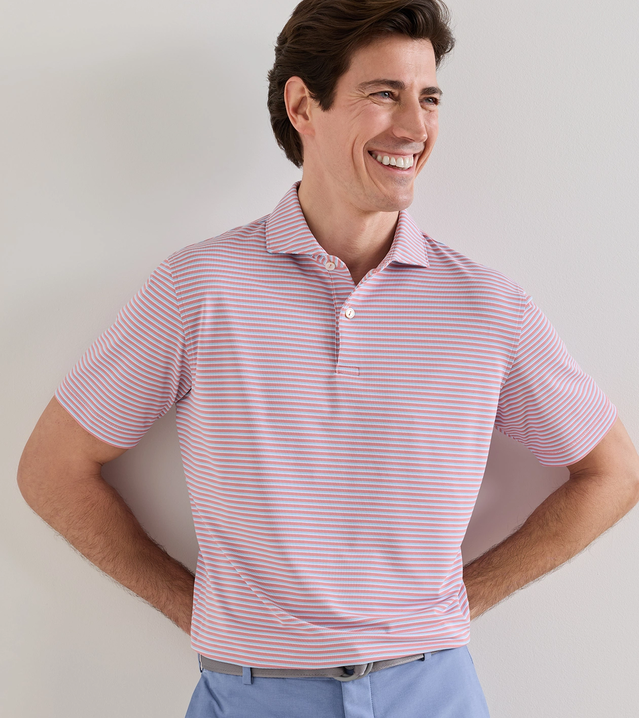 Tempo Performance Mesh Polo in MELROSE PINK - Alternate Image 1