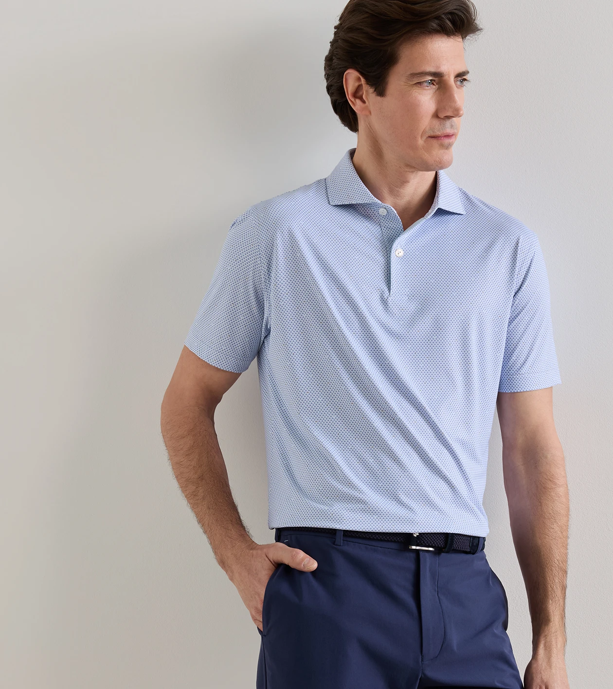 Endives Performance Jersey Polo in WHITE / WINDY BLUE - Alternate Image 1