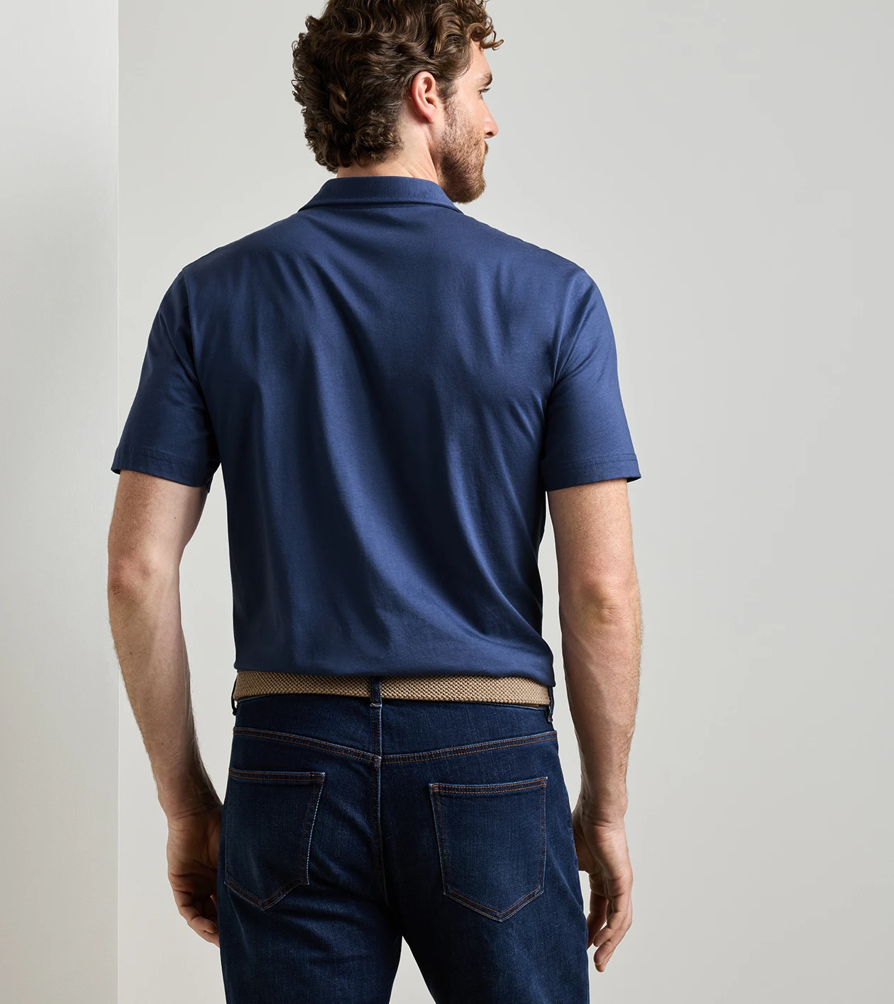 Crown Flex Cotton Short-Sleeve Polo in ATLANTIC NAVY - Alternate Image 2
