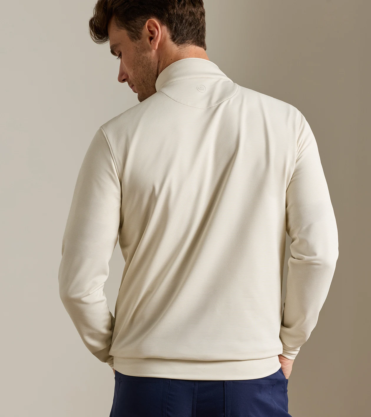 Perth Sugar Stripe Performance Quarter-Zip in Stone - Alternate Image 2
