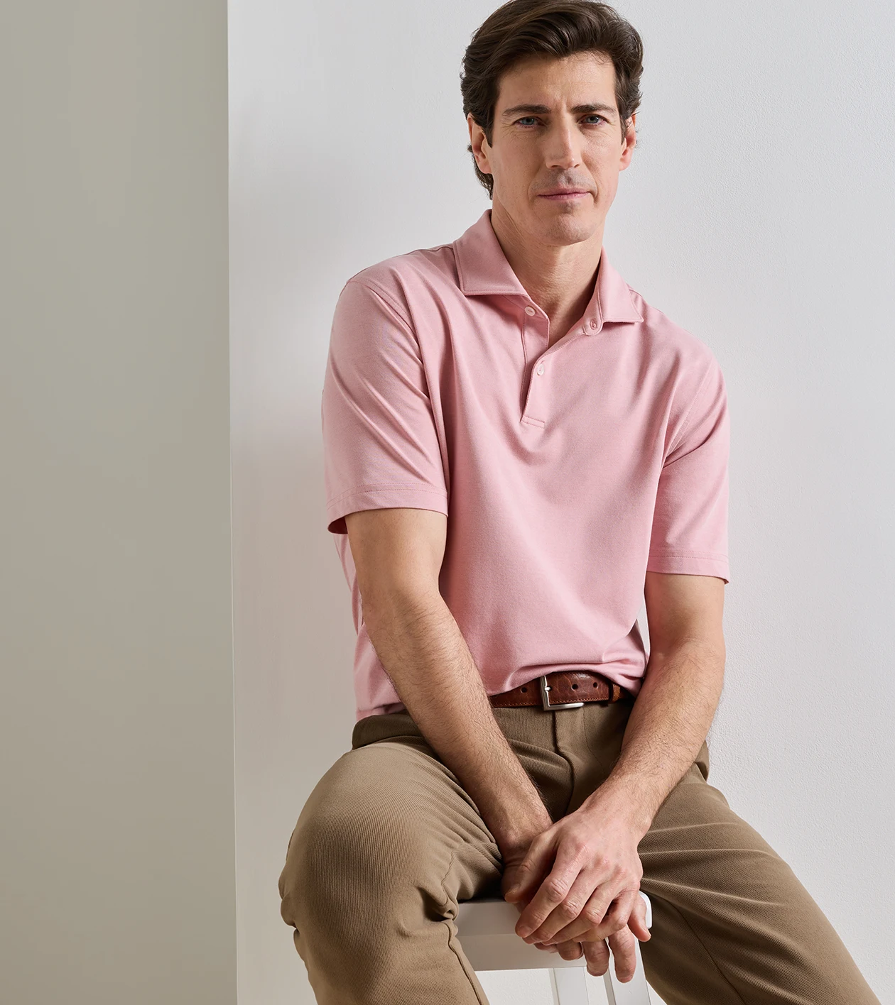 Albatross Cotton-Blend Piqu&eacute; Polo in MELROSE PINK - Alternate Image 1