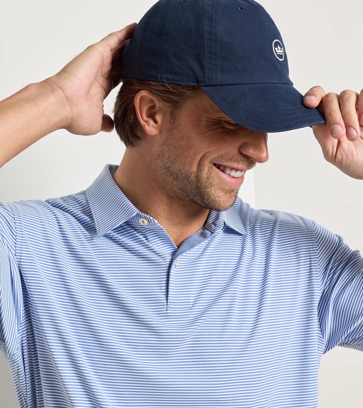 Featherweight Market Stripe Performance Polo in HYPER BLUE - Alternate Image 3
