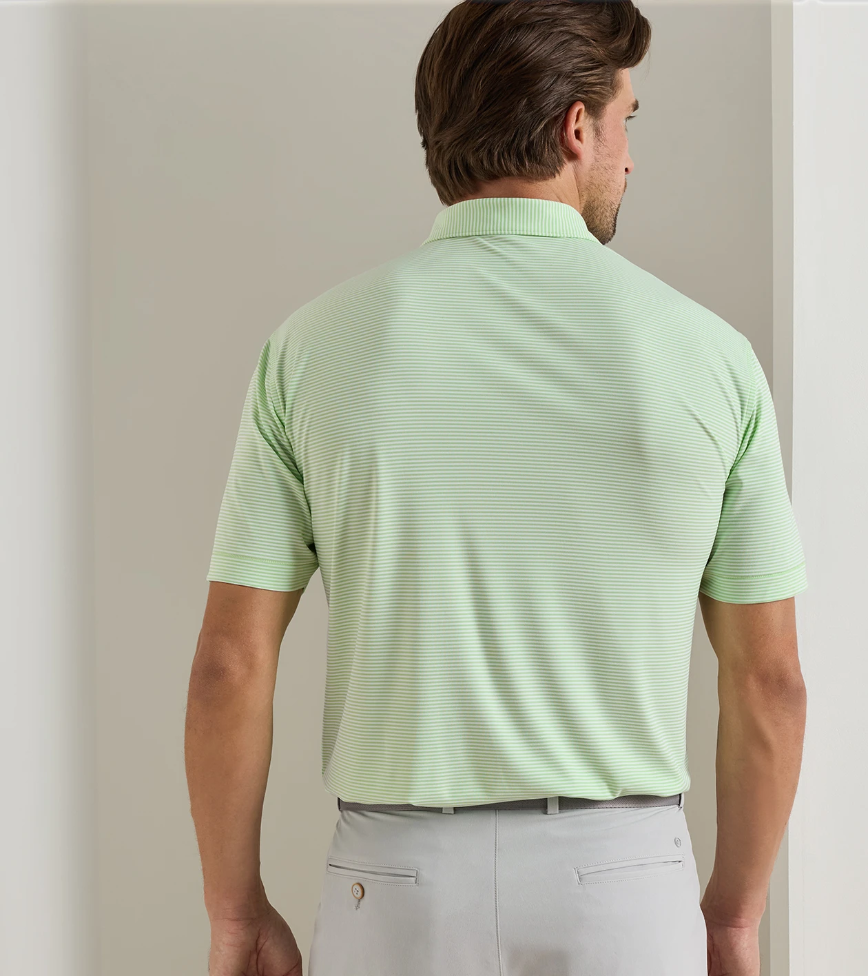Featherweight Market Stripe Performance Polo in WINTERGREEN - Alternate Image 2