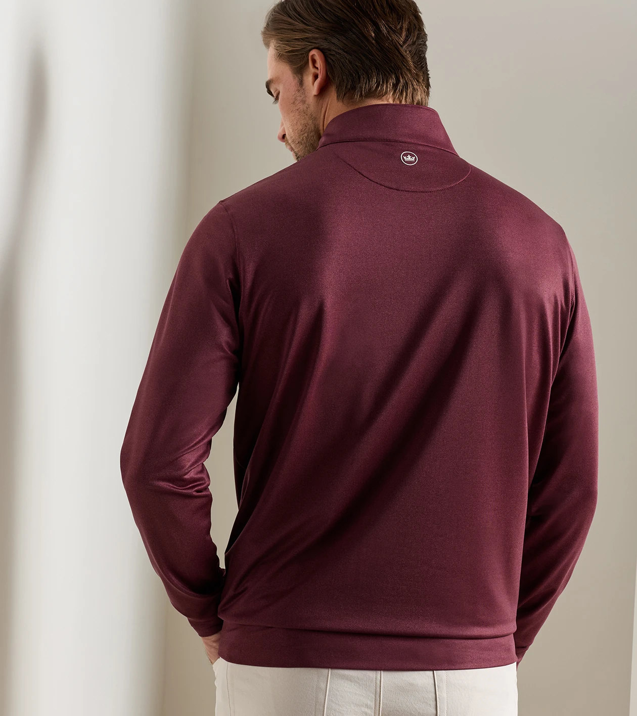 Perth Herringbone Performance Quarter-Zip in Bordeaux - Alternate Image 2