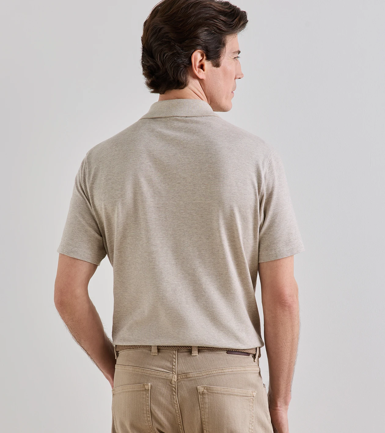 Barnes Short-Sleeve Knit Polo in TRUFFLE - Alternate Image 2