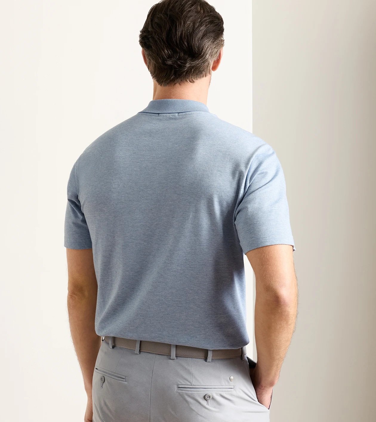 Barnes Short-Sleeve Knit Polo in Blue Frost - Alternate Image 2