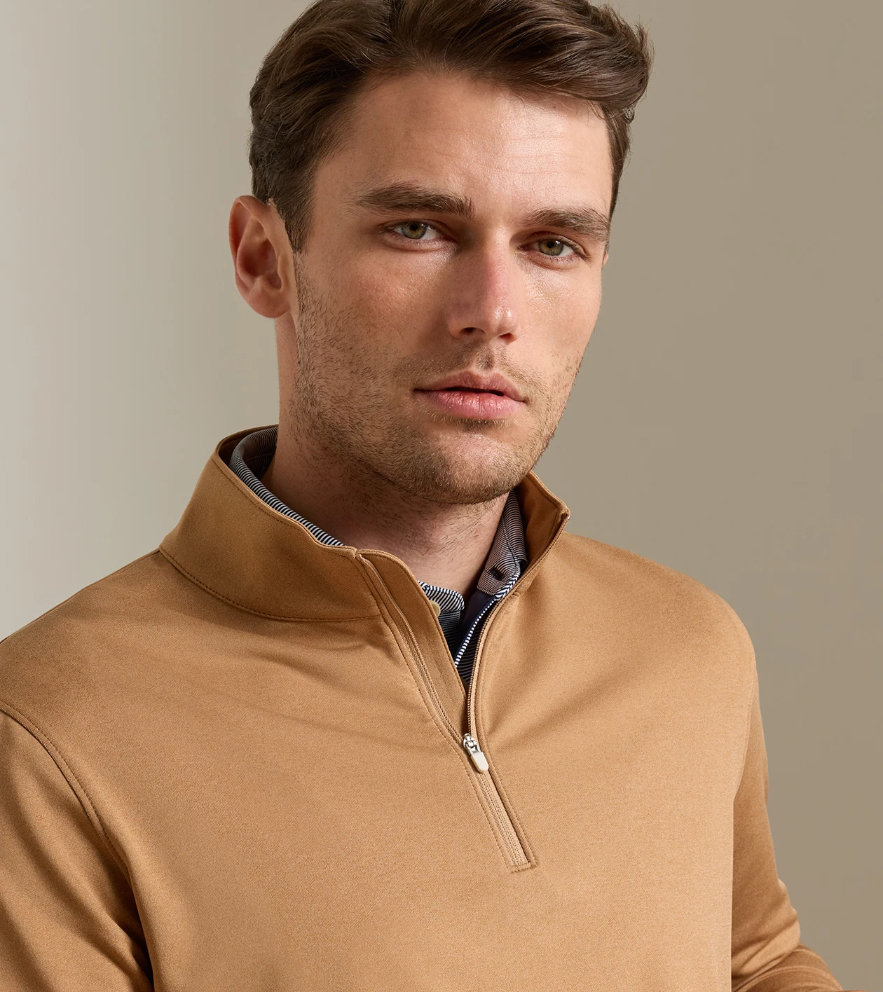 Perth M&eacute;lange Performance Quarter-Zip in Dark Amber - Alternate Image 4