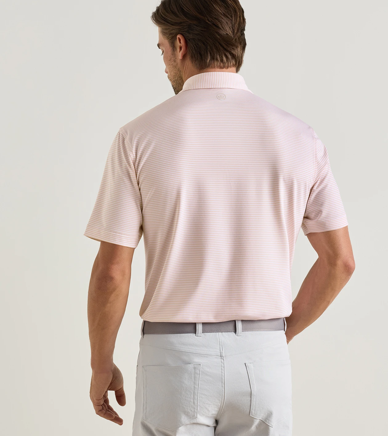 Wade Performance Jersey Polo in WHITE / PAPAYA - Alternate Image 2