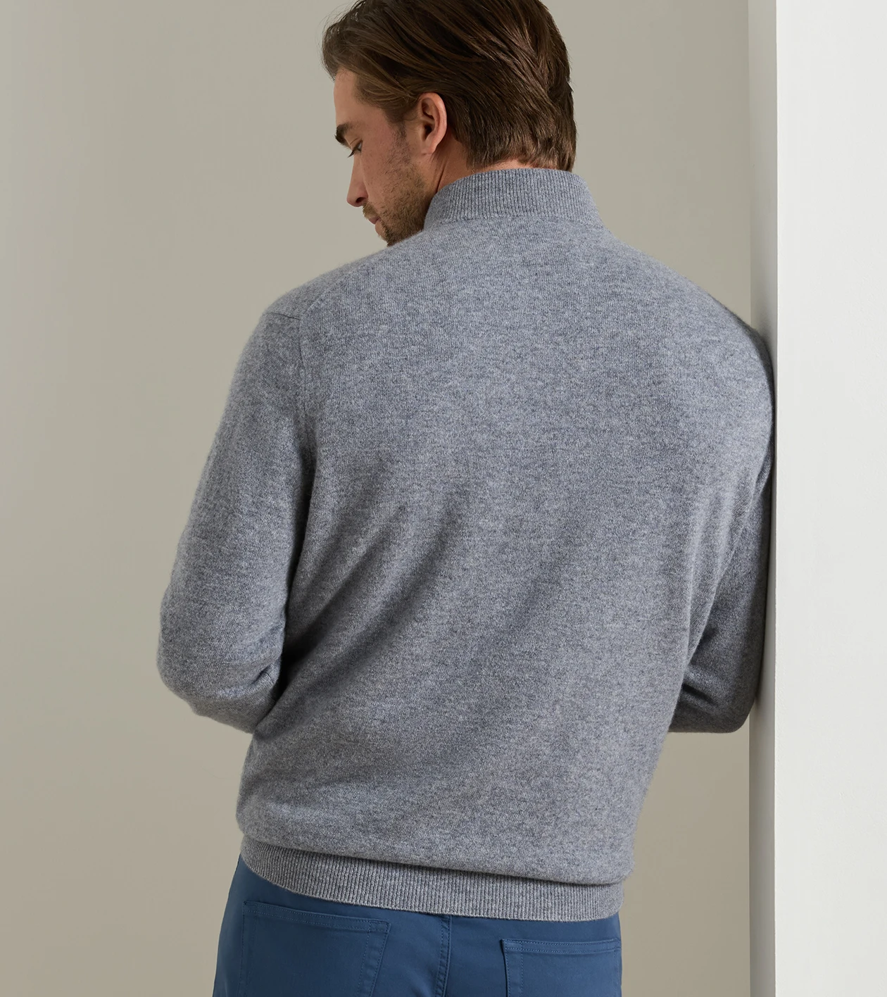 Crown Anniversary Cashmere Quarter Zip Sweater in OSLO GREY - Alternate Image 2