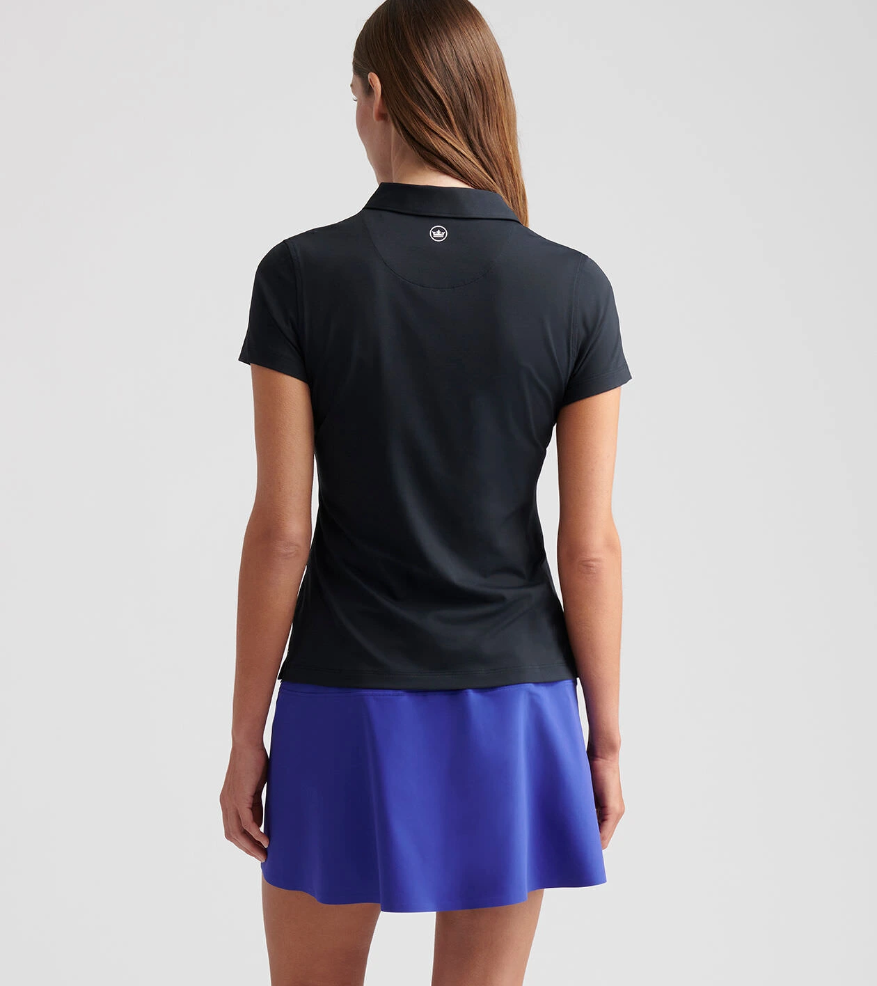 Women's Short Sleeve Button Polo in Black - Alternate Image 2