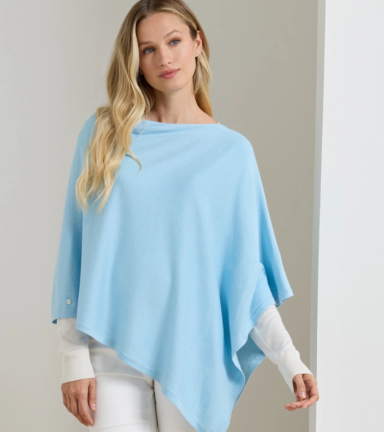 Spring Blend Poncho in Cottage Blue - Alternate Image 1