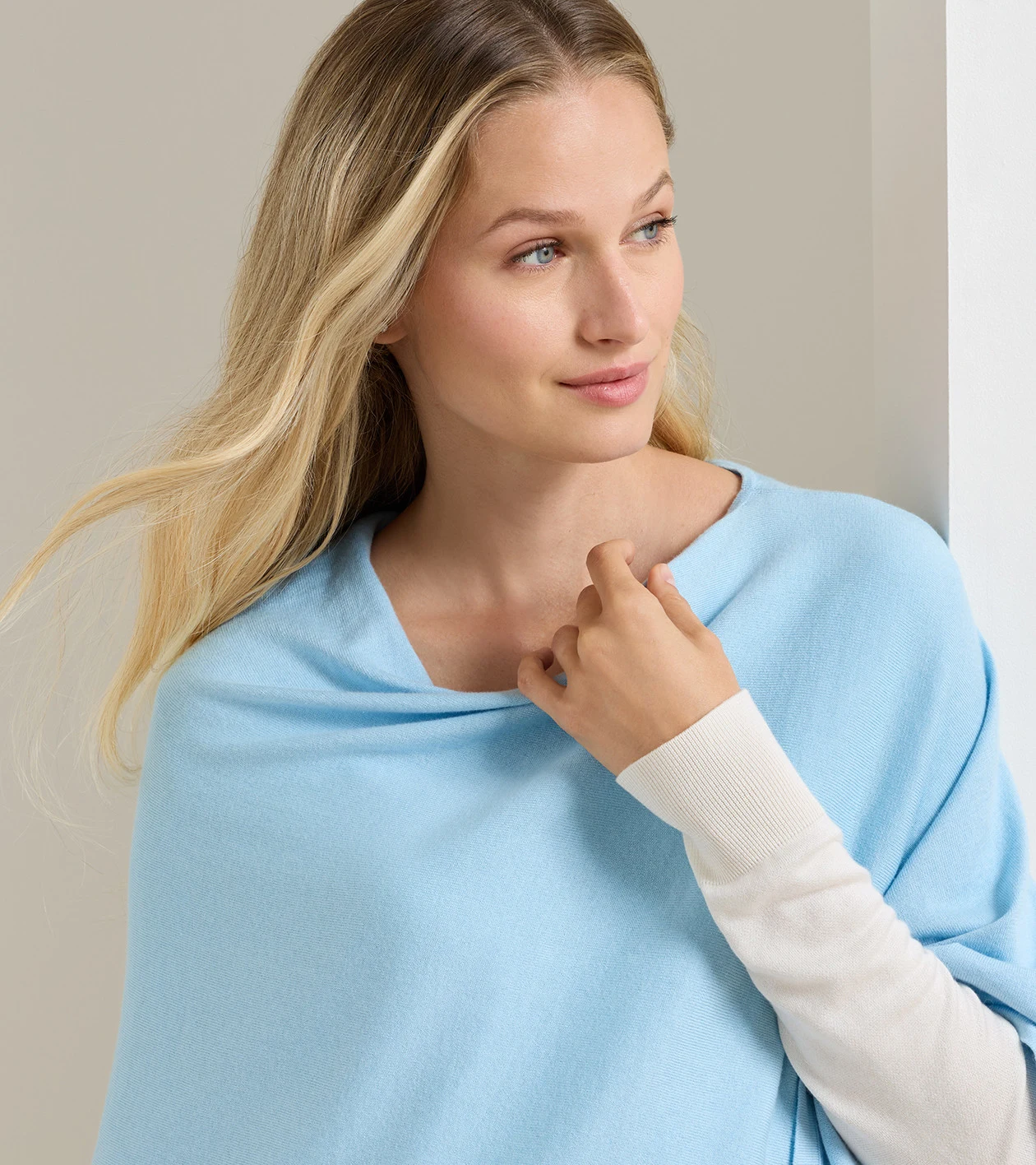 Spring Blend Poncho in Cottage Blue - Alternate Image 4