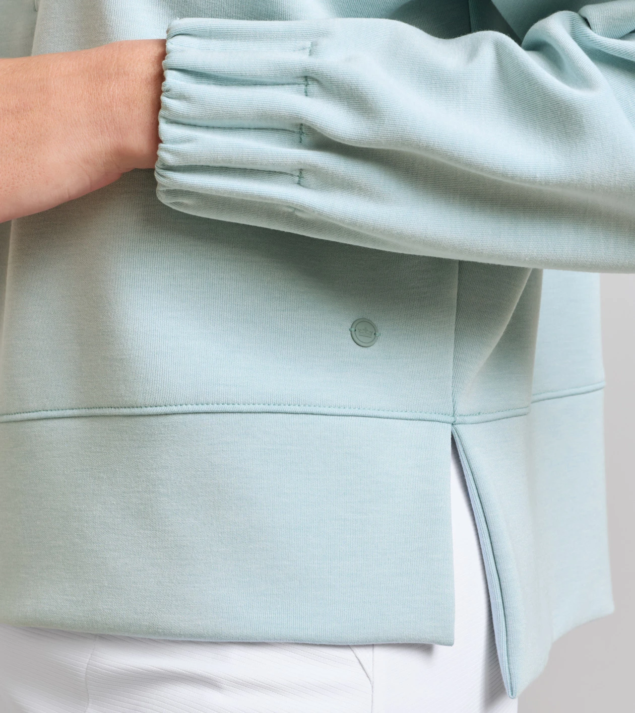 Flora Knit M&eacute;lange Half-Zip Pullover in LIGHT WILLOW - Alternate Image 3