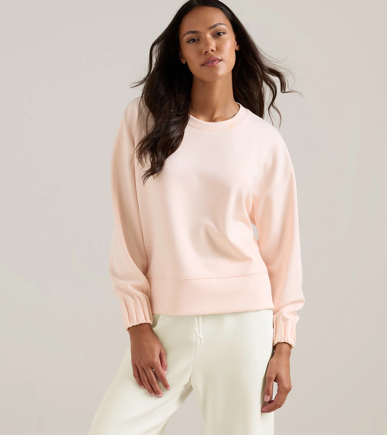 Flora Knit M&eacute;lange Crewneck in PINK STONE - Alternate Image 1