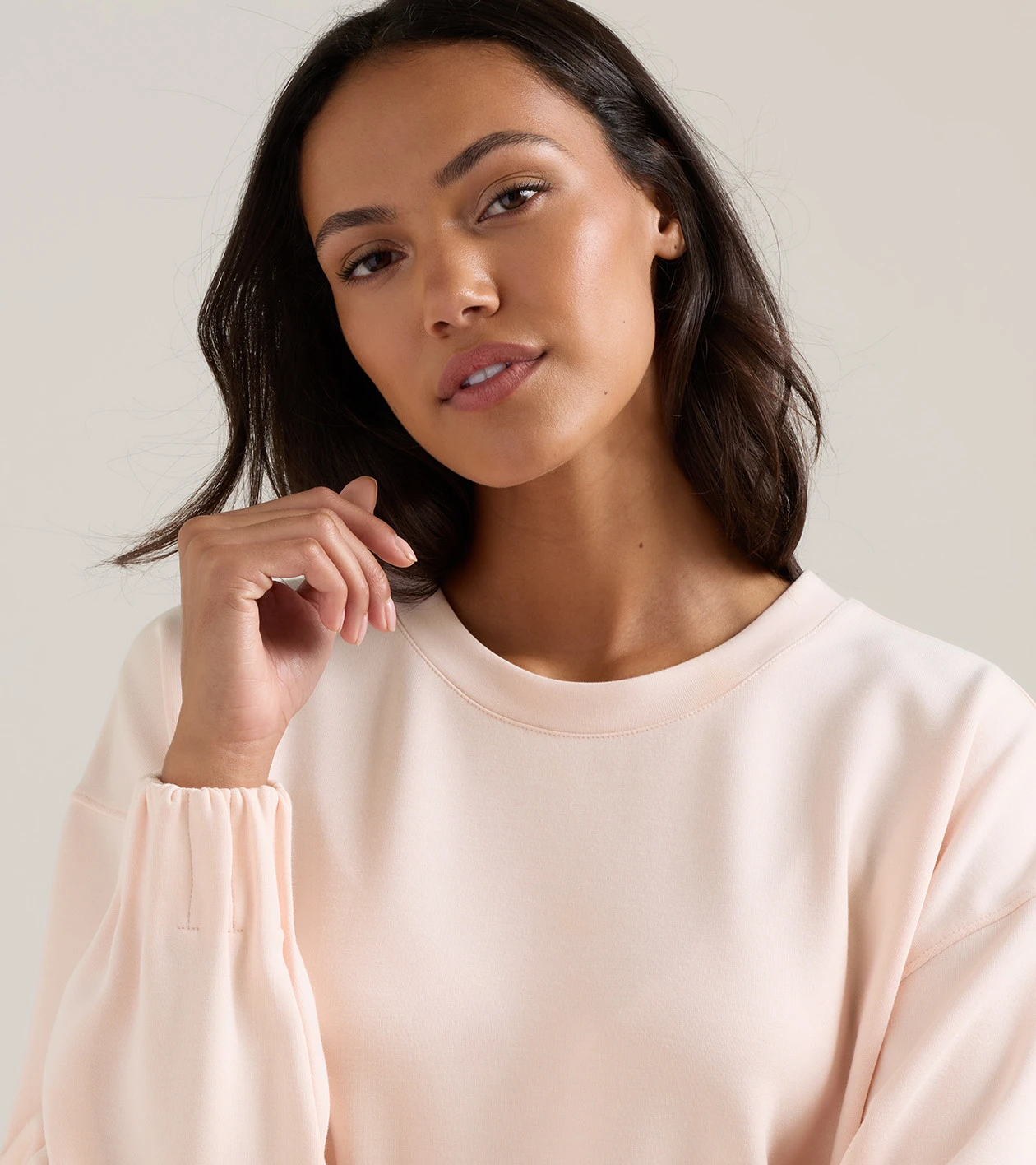 Flora Knit M&eacute;lange Crewneck in PINK STONE - Alternate Image 4