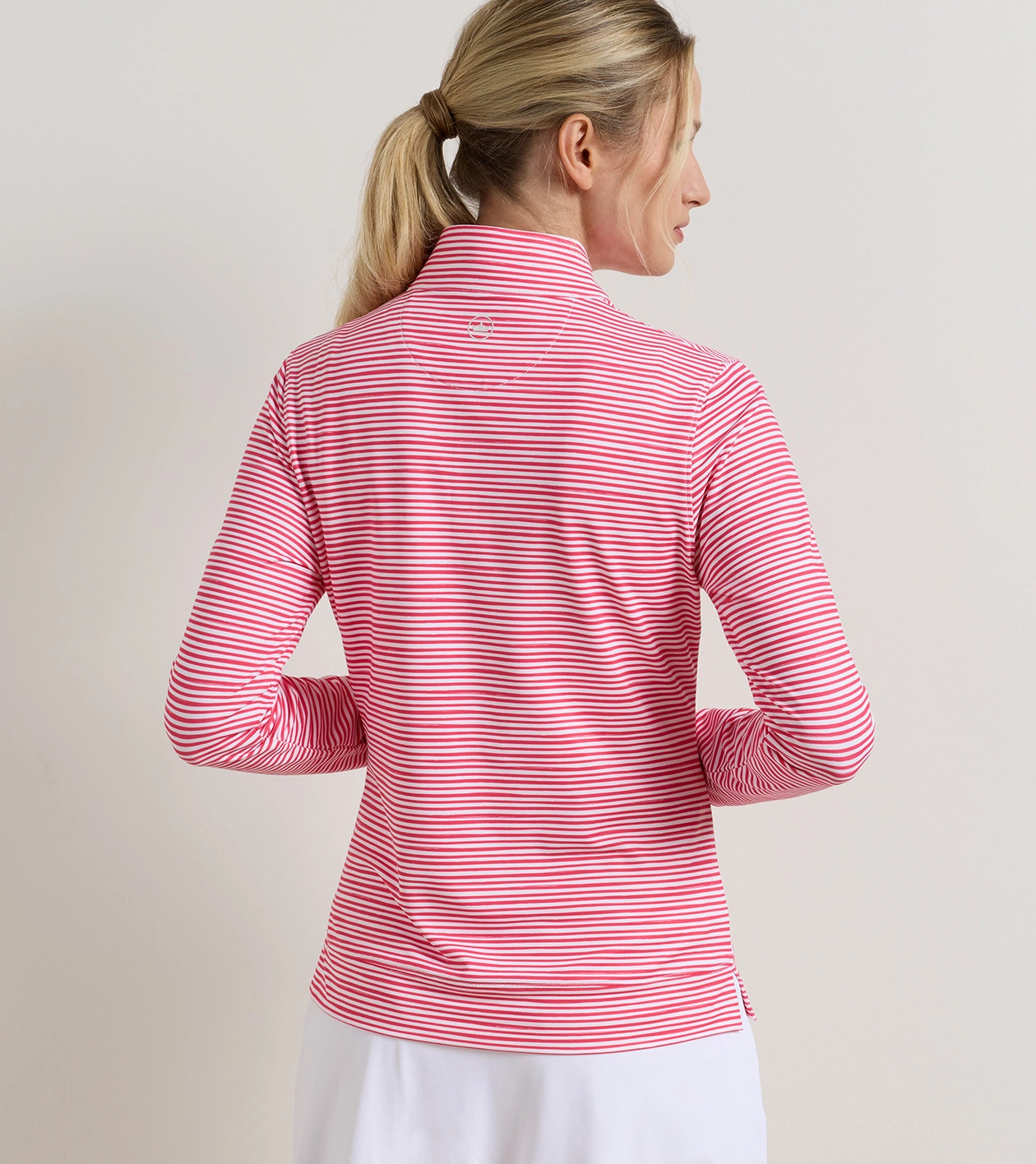 Bunker Stripes Perth Performance Quarter-Zip in CALABRIAN RED - Alternate Image 2