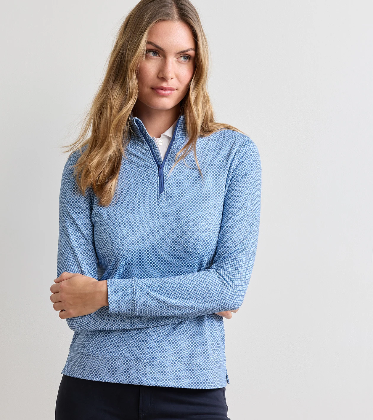 Palmetto Palms Perth Performance Quarter-Zip in Windsor Blue - Alternate Image 1