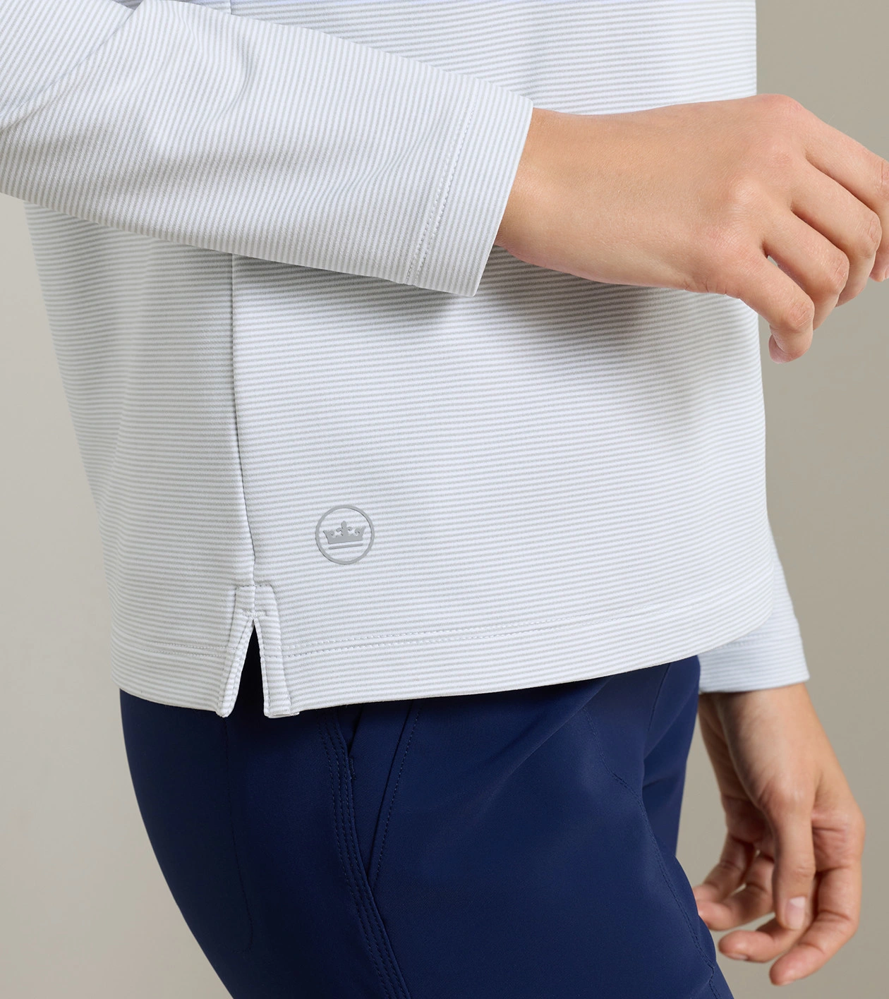 Sugar Stripe Pine Performance Hoodie in WHISPER GREY/WHITE - Alternate Image 3
