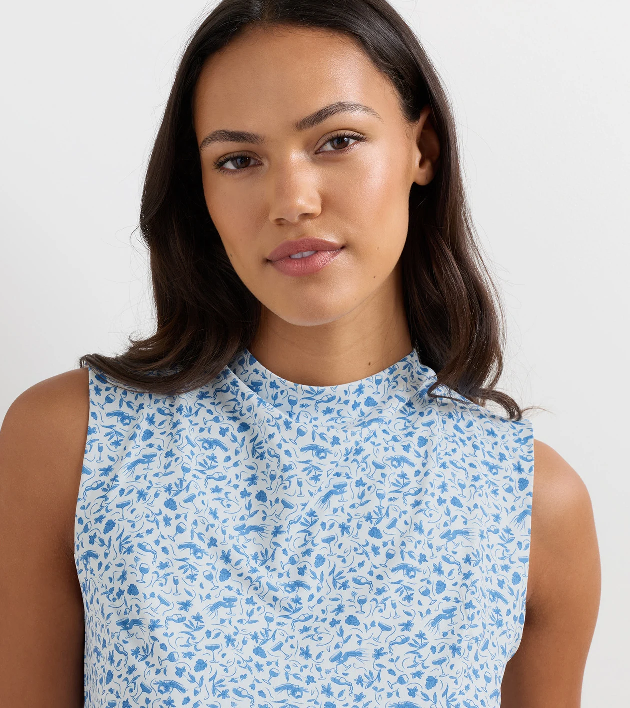 Rachel Vino Flora Ruched Sleeveless Top in BLUE STARLING - Alternate Image 4