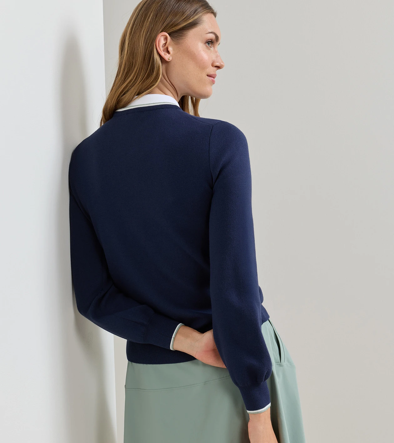 Coolspun Lite Cotton Crewneck in Navy - Alternate Image 2