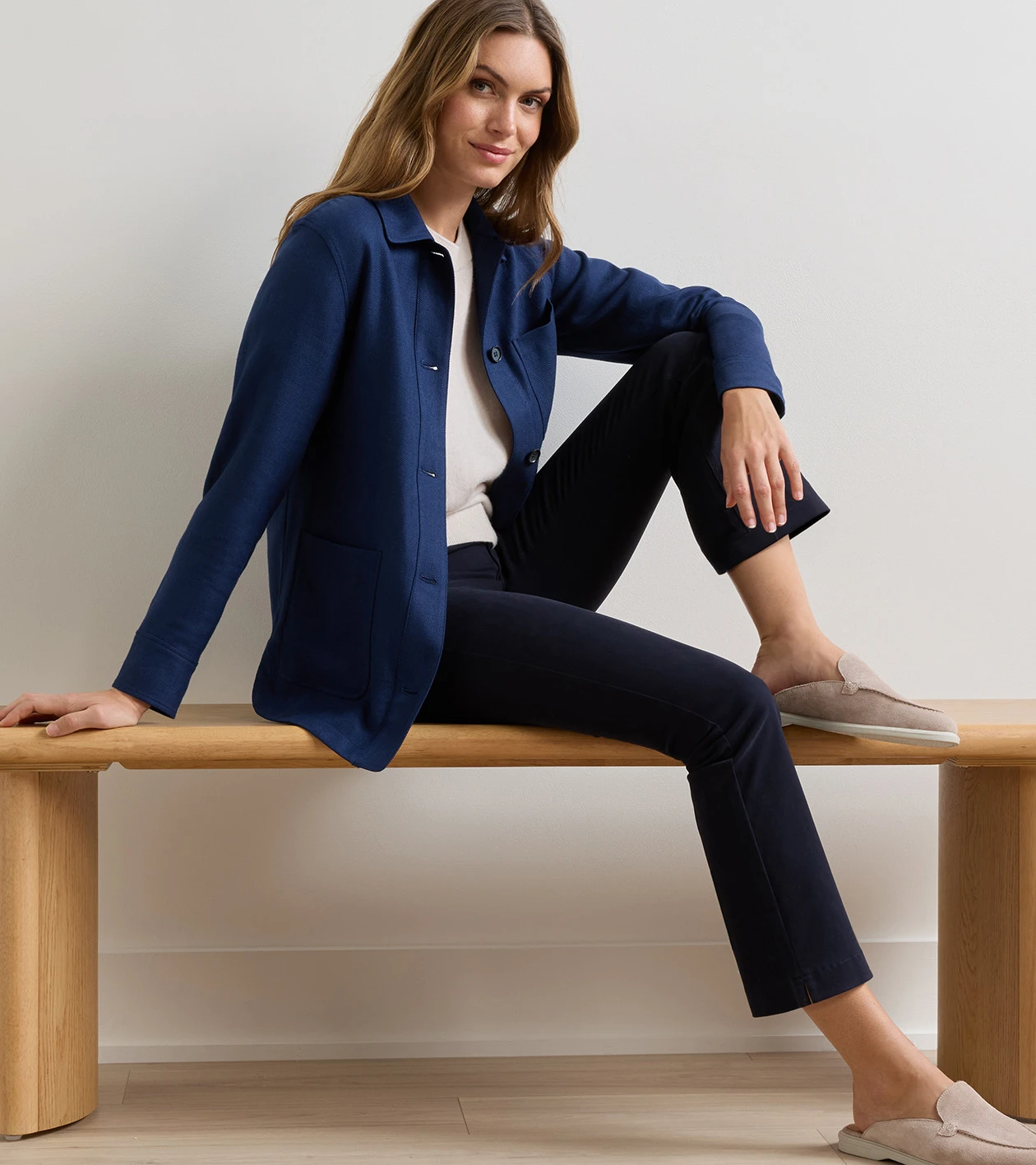 Annemaire Linen-Blend Chore Coat in Navy - Alternate Image 4