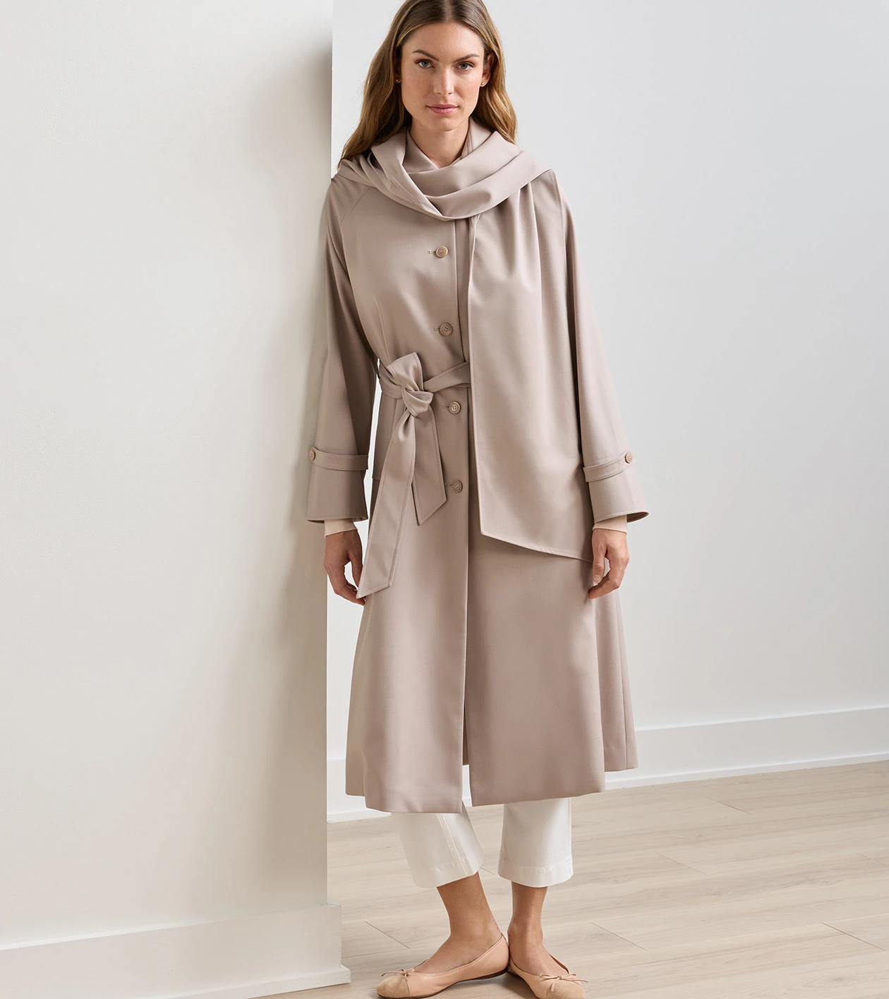 Brigitte Stretch Twill Trench Coat in LIGHT TERRACE FOG - Alternate Image 4