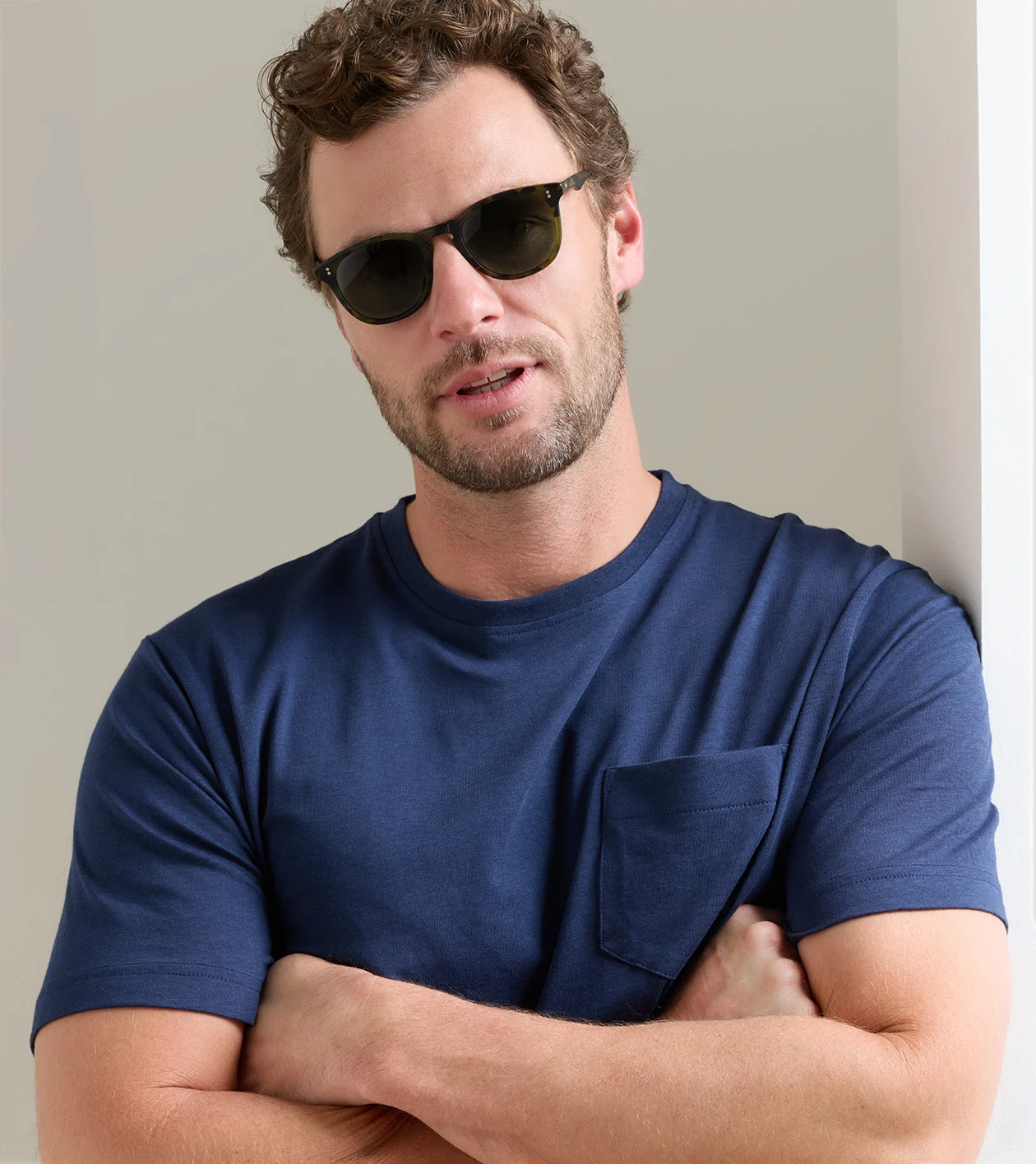 Crown Comfort Short-Sleeve Pocket Tee in Navy - Alternate Image 3