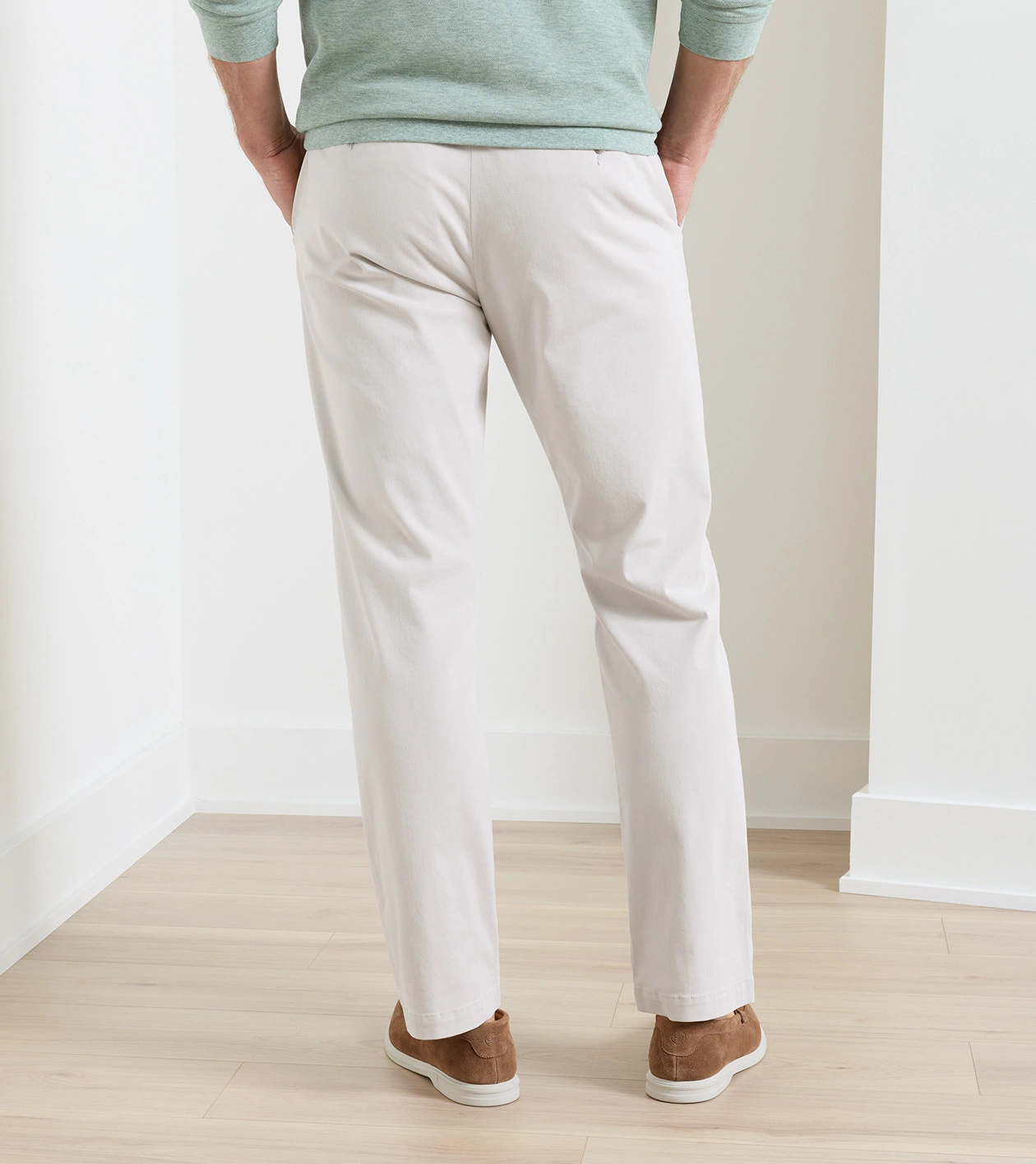 Signature Sateen Flat Front Trouser in Stone - Alternate Image 2