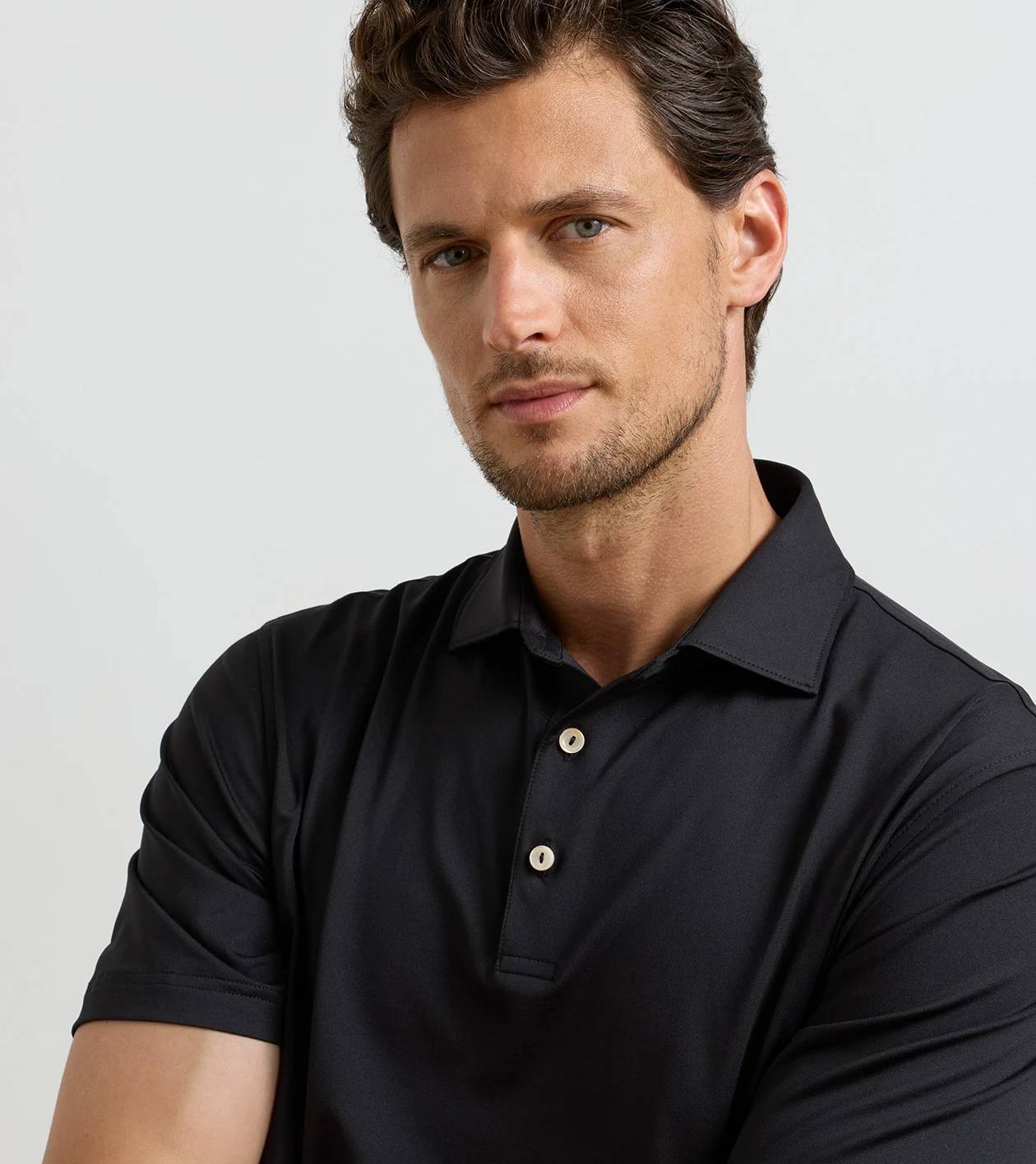 Solid Performance Jersey Polo in Black - Alternate Image 4