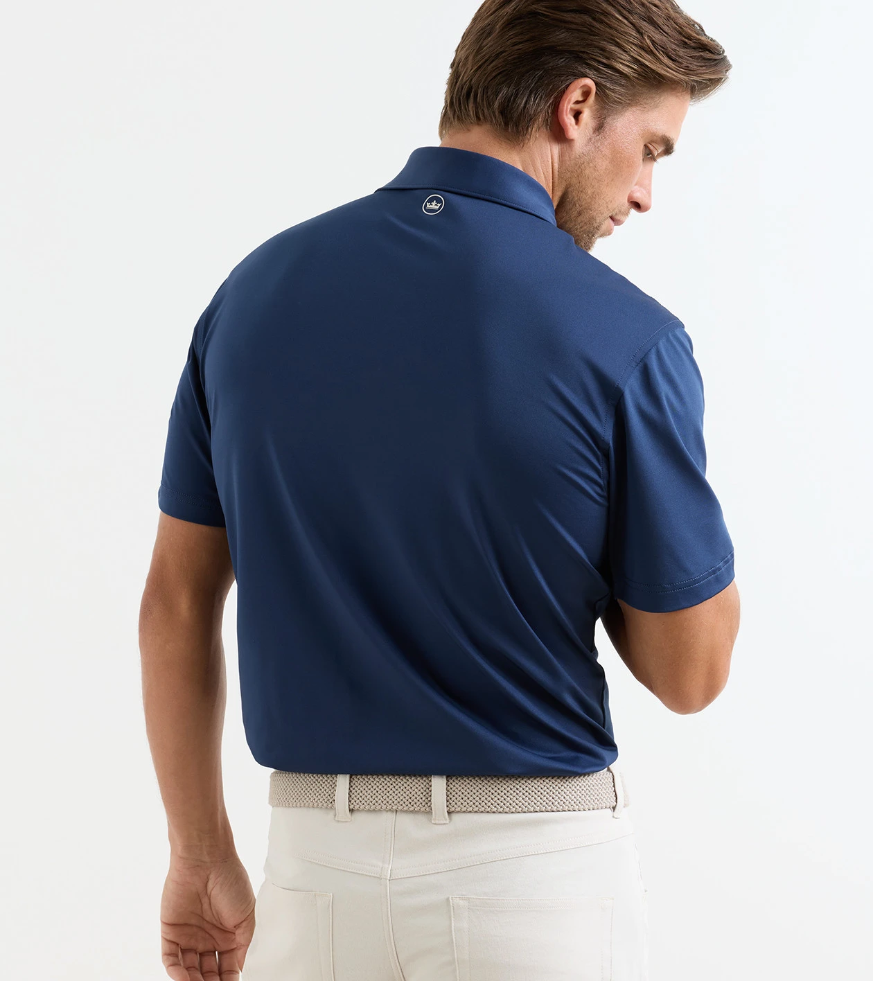 Solid Performance Jersey Polo in Navy - Alternate Image 2