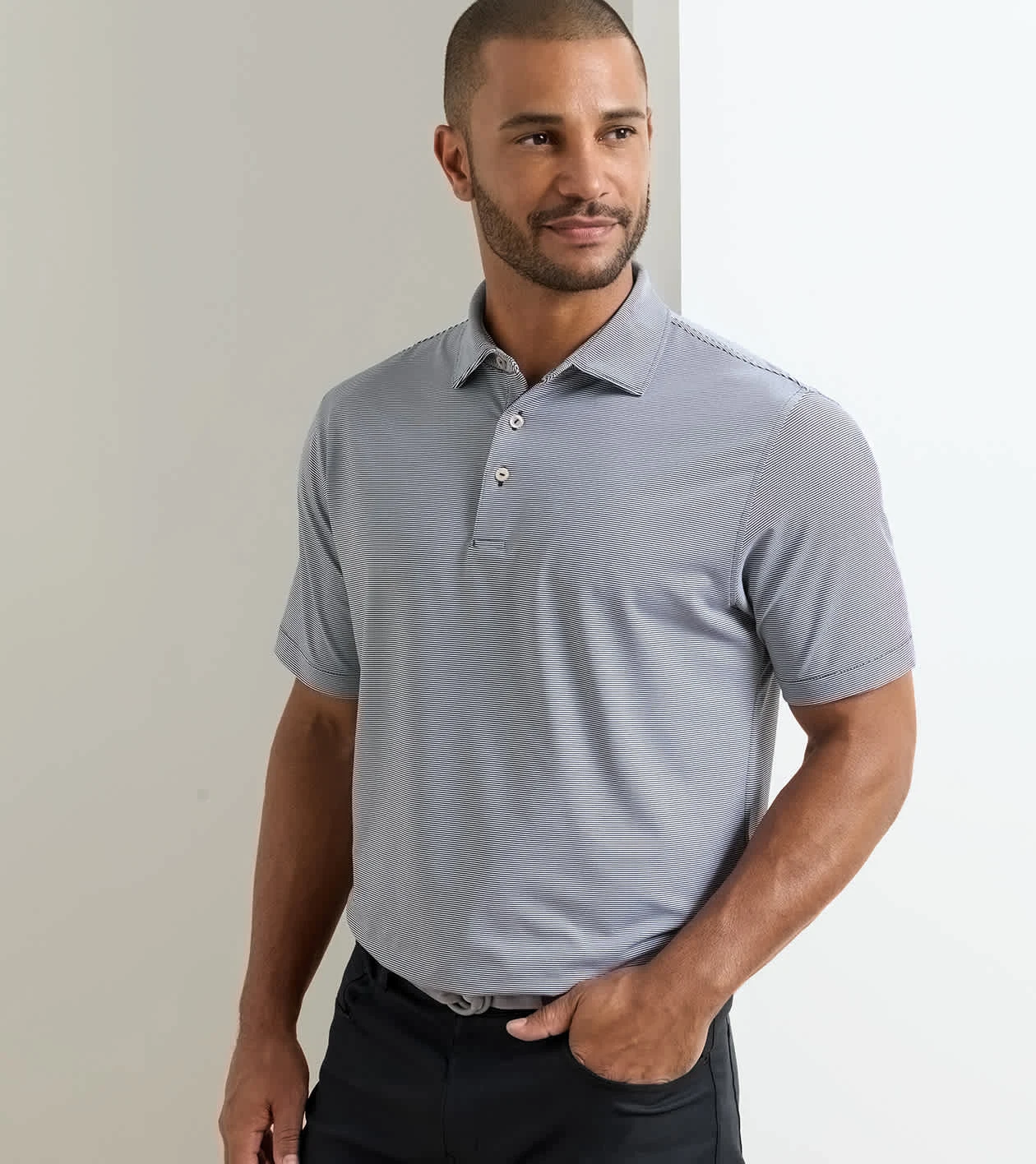 Jubilee Performance Jersey Polo in Black - Alternate Image 1