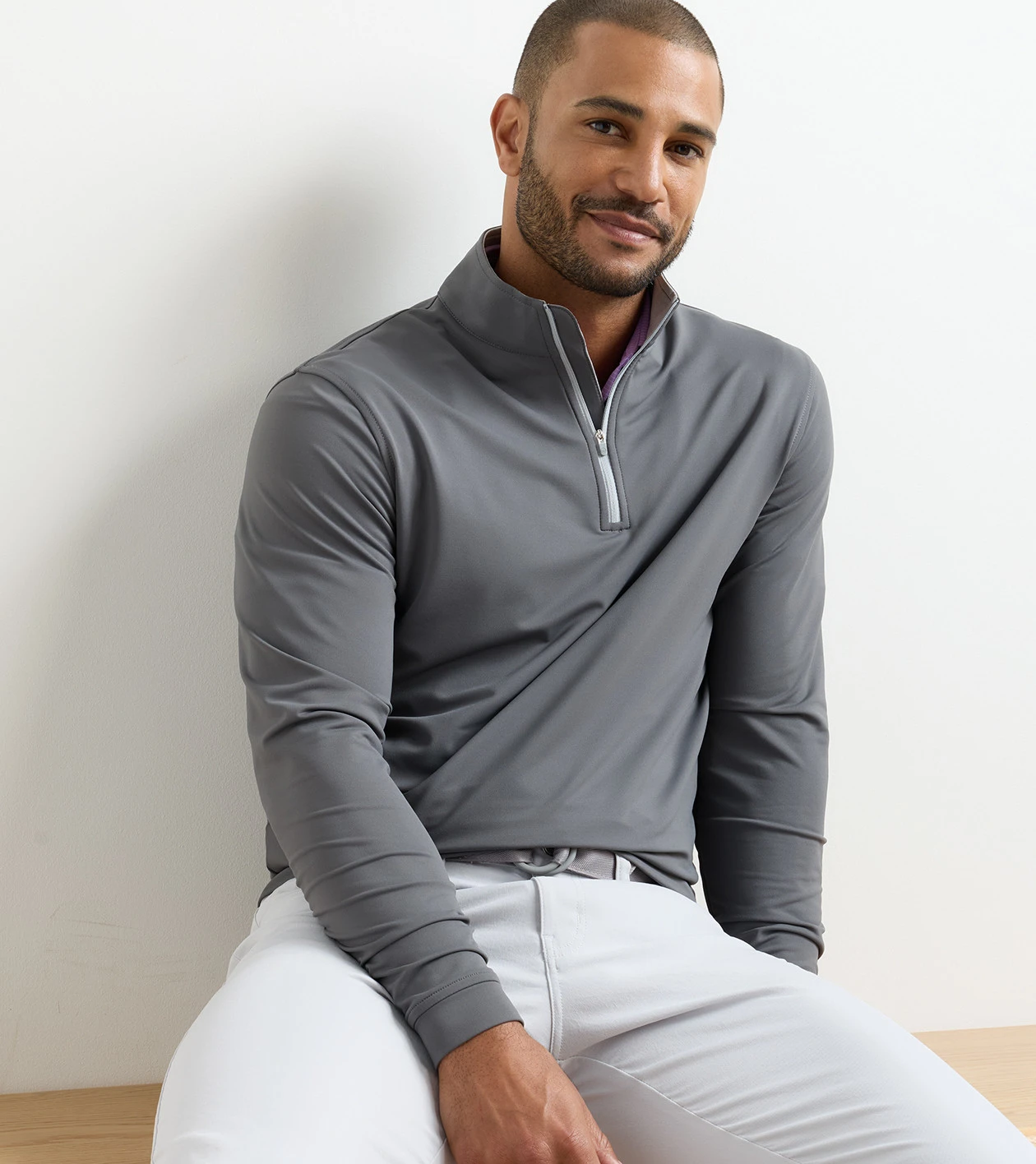 Perth Performance Quarter-Zip in Iron - Alternate Image 1