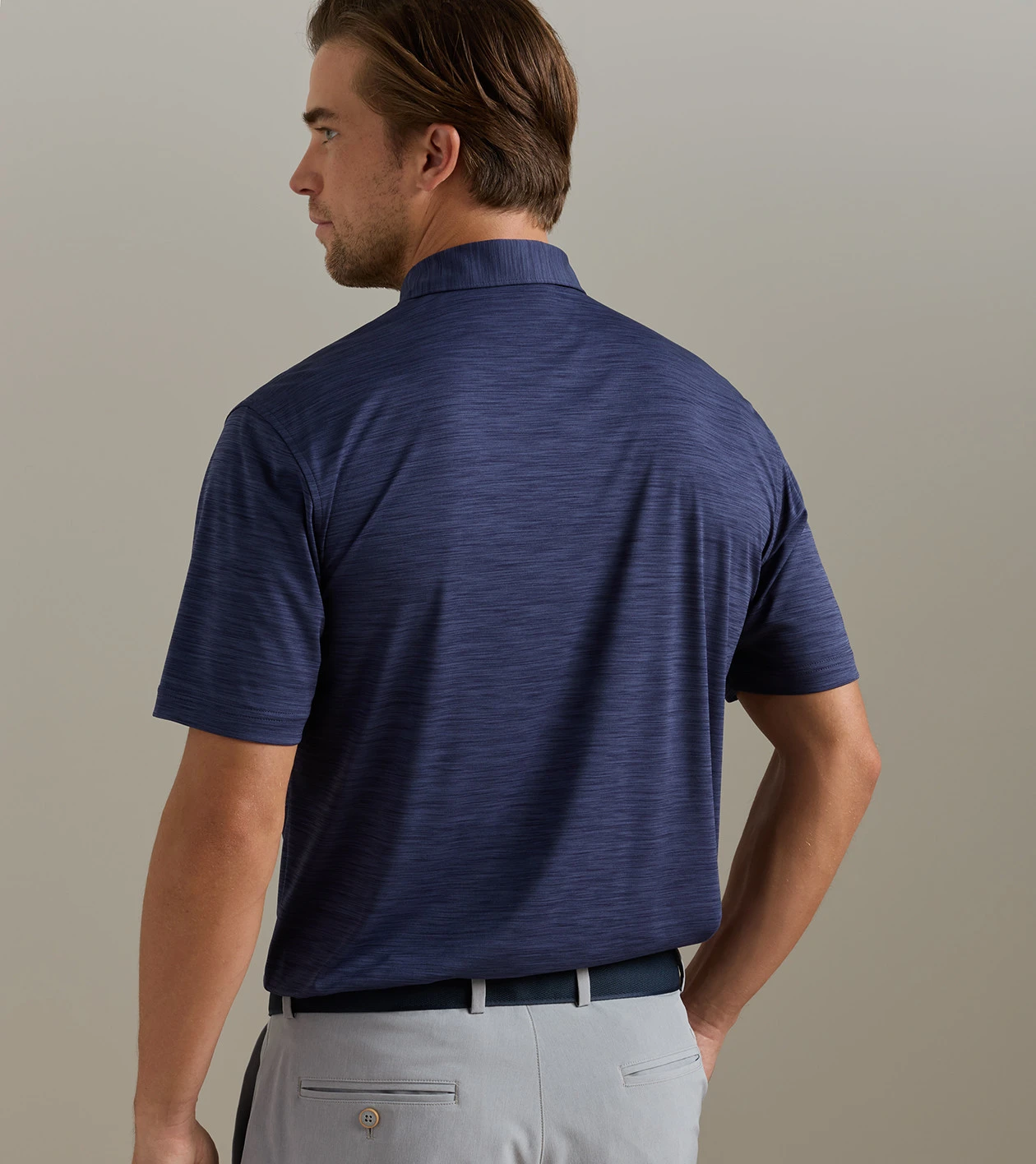 Featherweight M&eacute;lange Performance Polo in Navy - Alternate Image 2