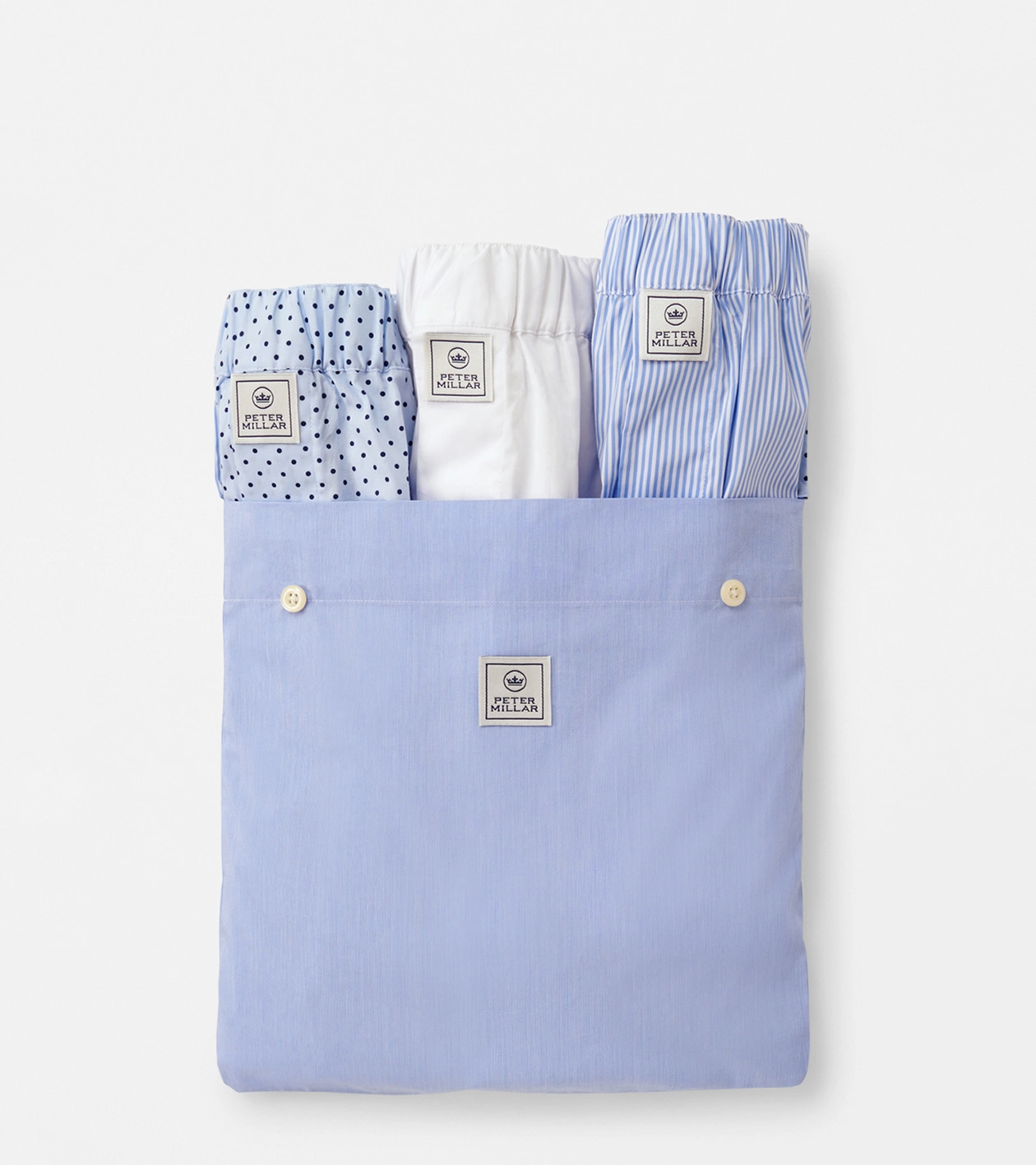 Dempsey Three-Pack Cotton Boxer in Cottage Blue - Alternate Image 1