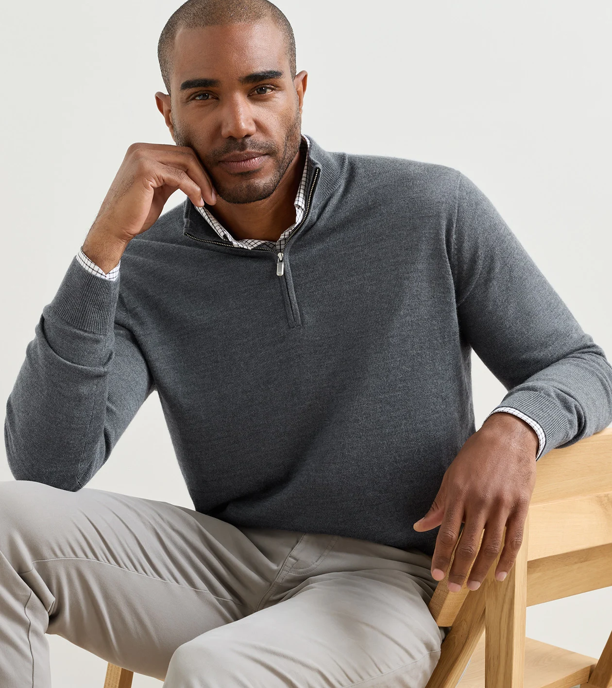Autumn Crest Quarter-Zip in Charcoal - Alternate Image 1