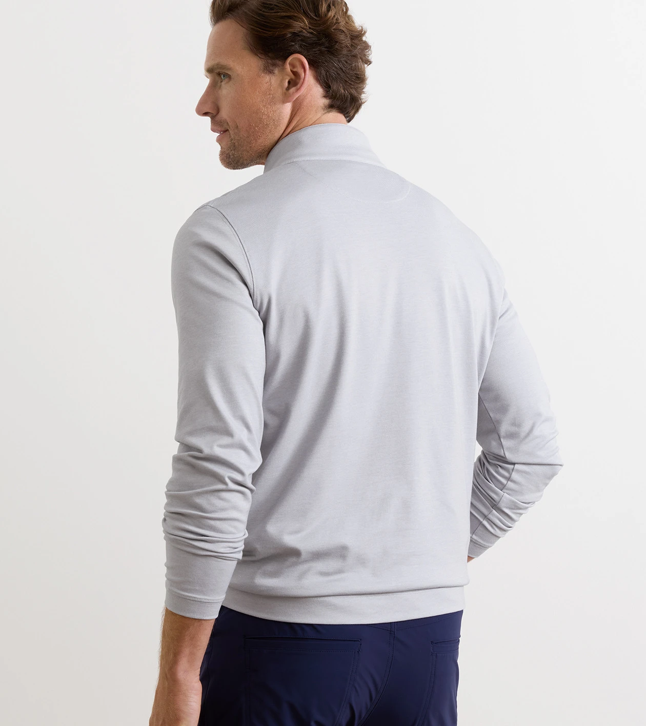 Albatross Cotton-Blend Piqu&eacute; Quarter-Zip in Gale Grey - Alternate Image 2