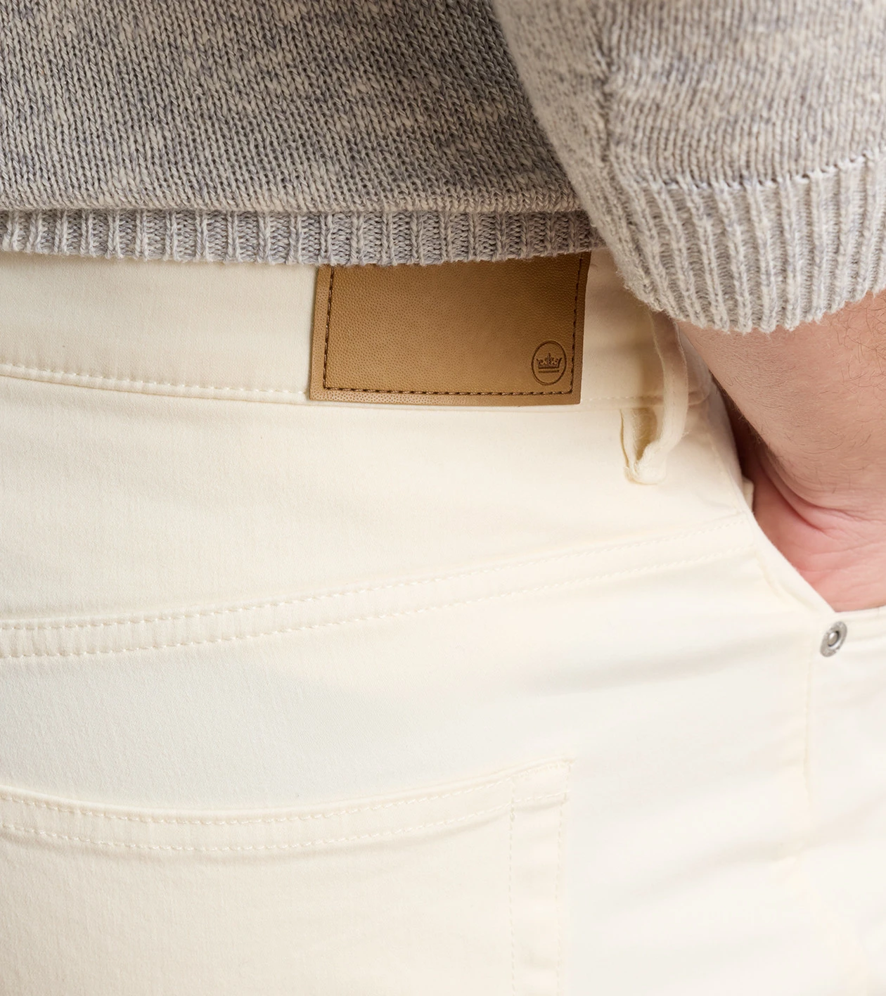 Signature Sateen Five-Pocket Pant in Ivory - Alternate Image 3