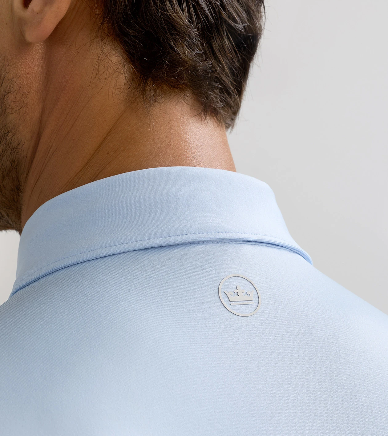 Solid Stretch Jersey Long Sleeve Polo in Stream Blue - Alternate Image 3