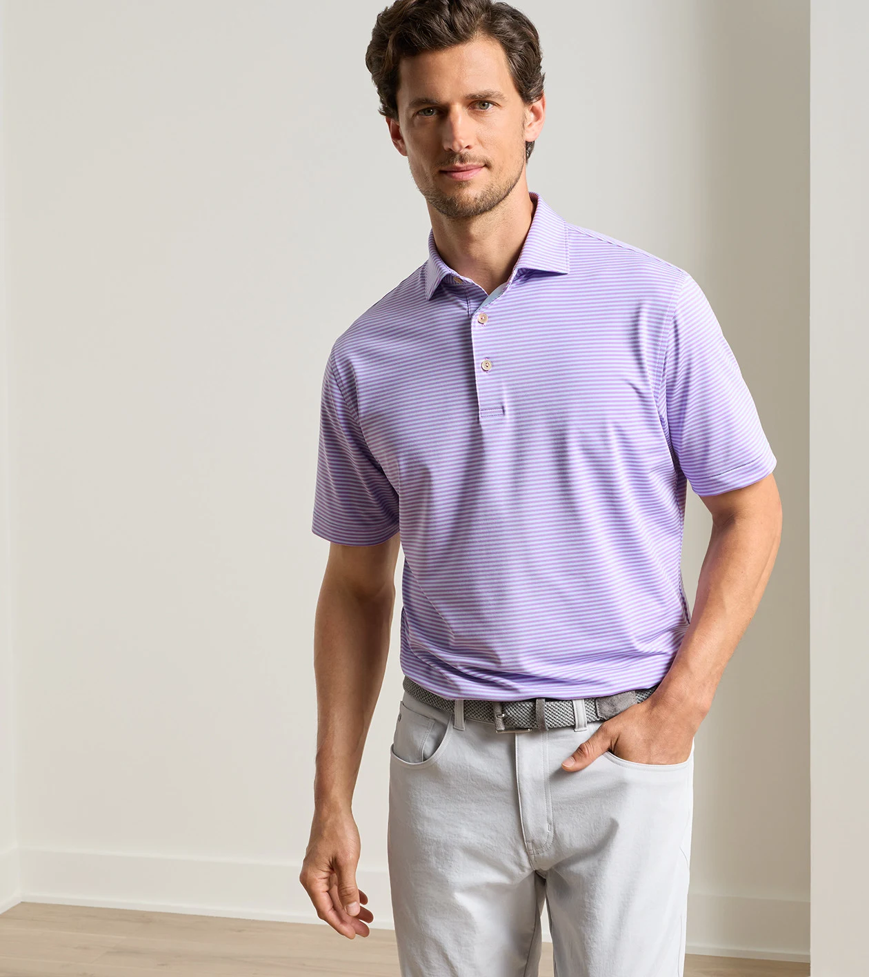 Hales Performance Jersey Polo in PURPLE IRIS - Alternate Image 1