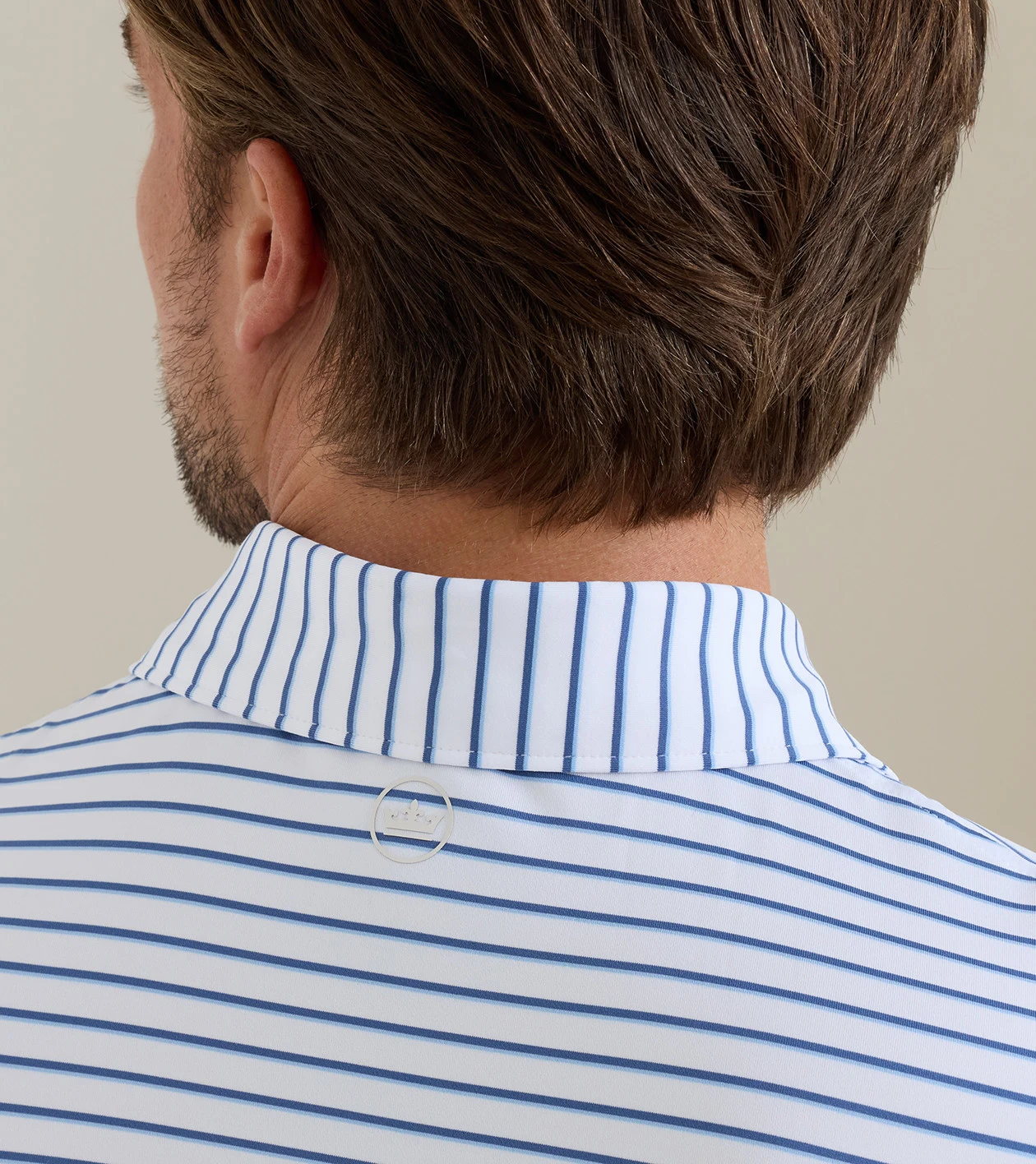 Dunnes Performance Jersey Polo in White/Windsor Blue - Alternate Image 3