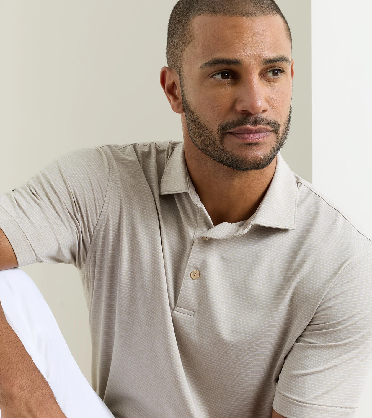 Highlands Performance Jersey Polo in BISCUIT - Alternate Image 4