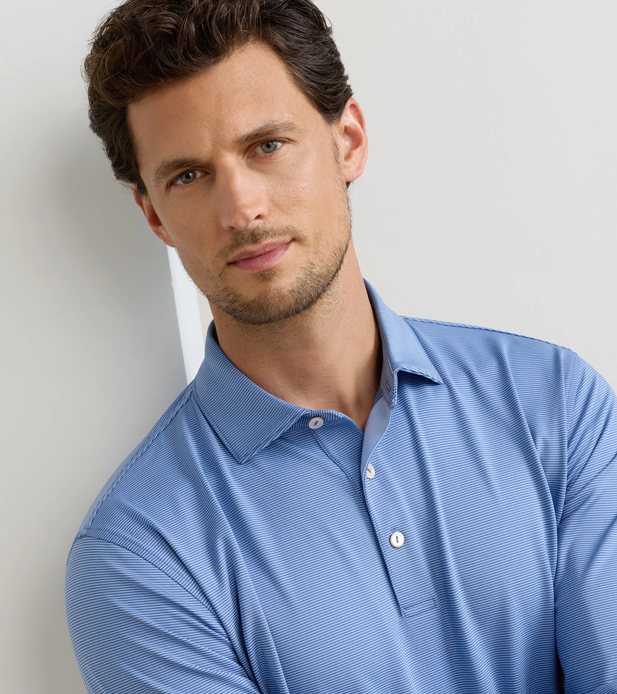 Jubilee Long-Sleeve Performance Jersey Polo in Windsor Blue / BlueBird - Alternate Image 4