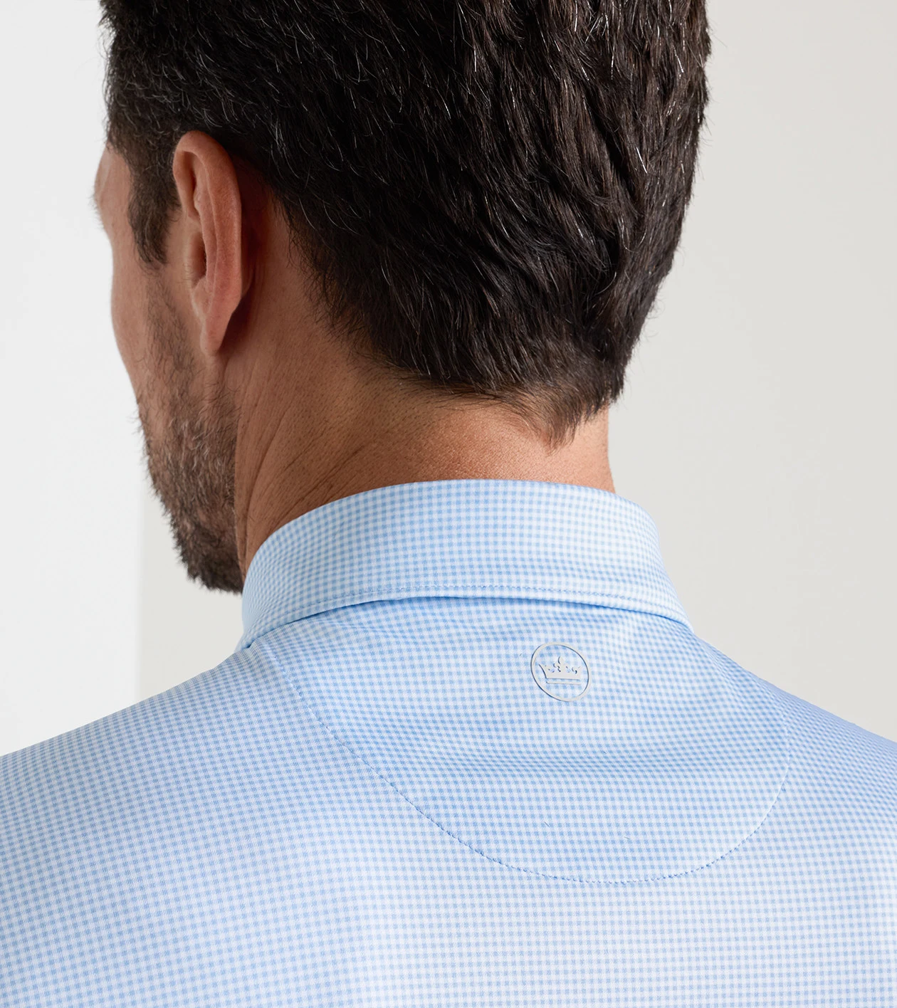Gingham Performance Jersey Polo in Cottage Blue - Alternate Image 3