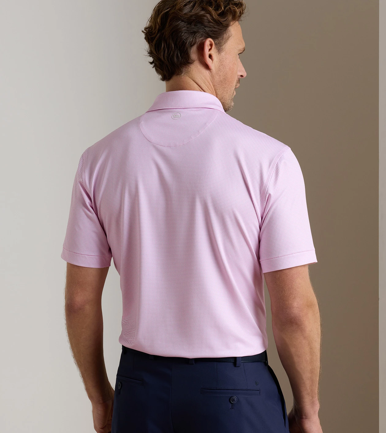 Gingham Performance Jersey Polo in PINK PARFAIT - Alternate Image 2