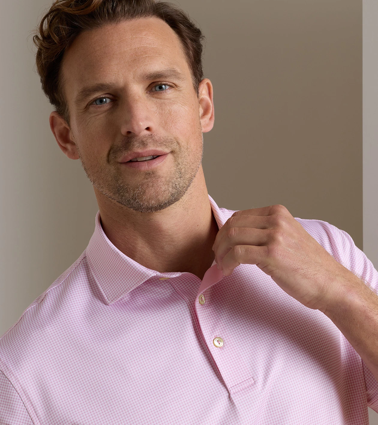 Gingham Performance Jersey Polo in PINK PARFAIT - Alternate Image 4