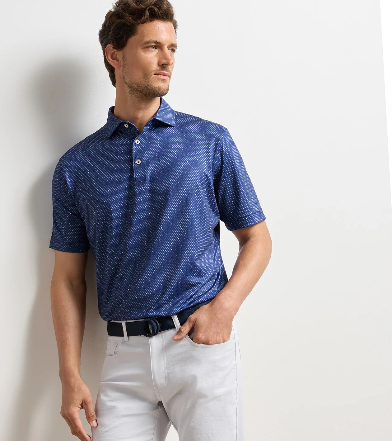 In The Rough Performance Jersey Polo in Sport Navy - Alternate Image 1