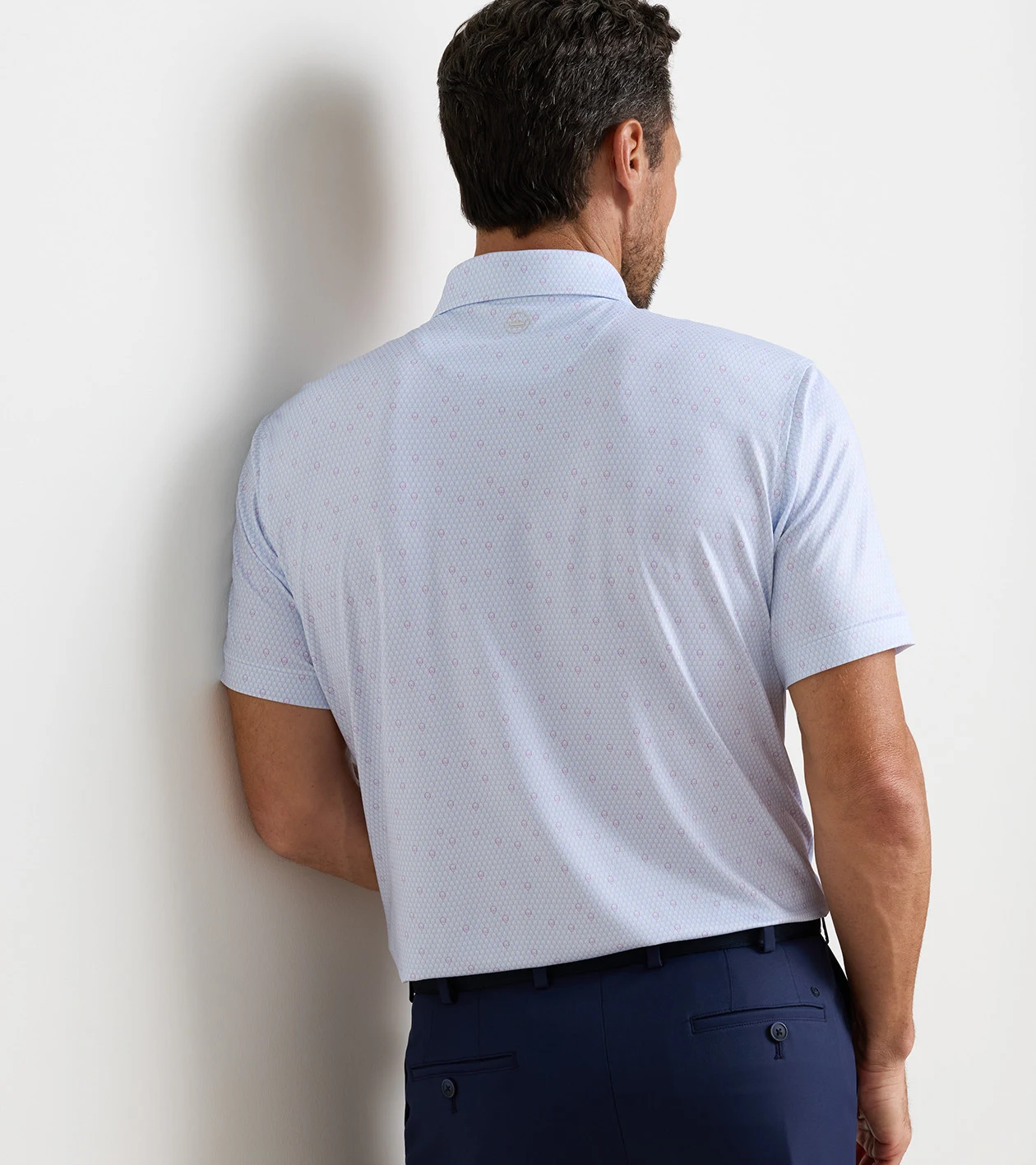 Geo Skull Performance Jersey Polo in White / Stream Blue - Alternate Image 2